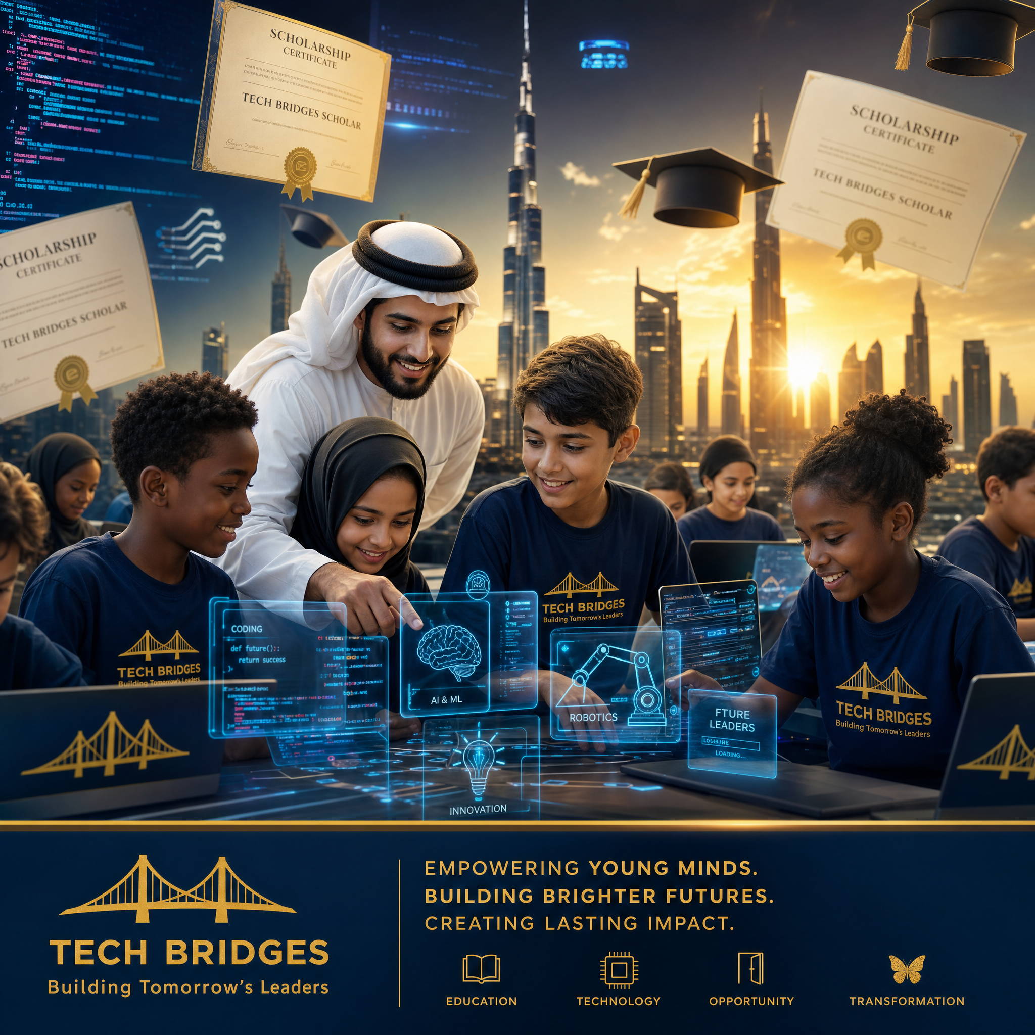 Underprivileged students coding on laptops