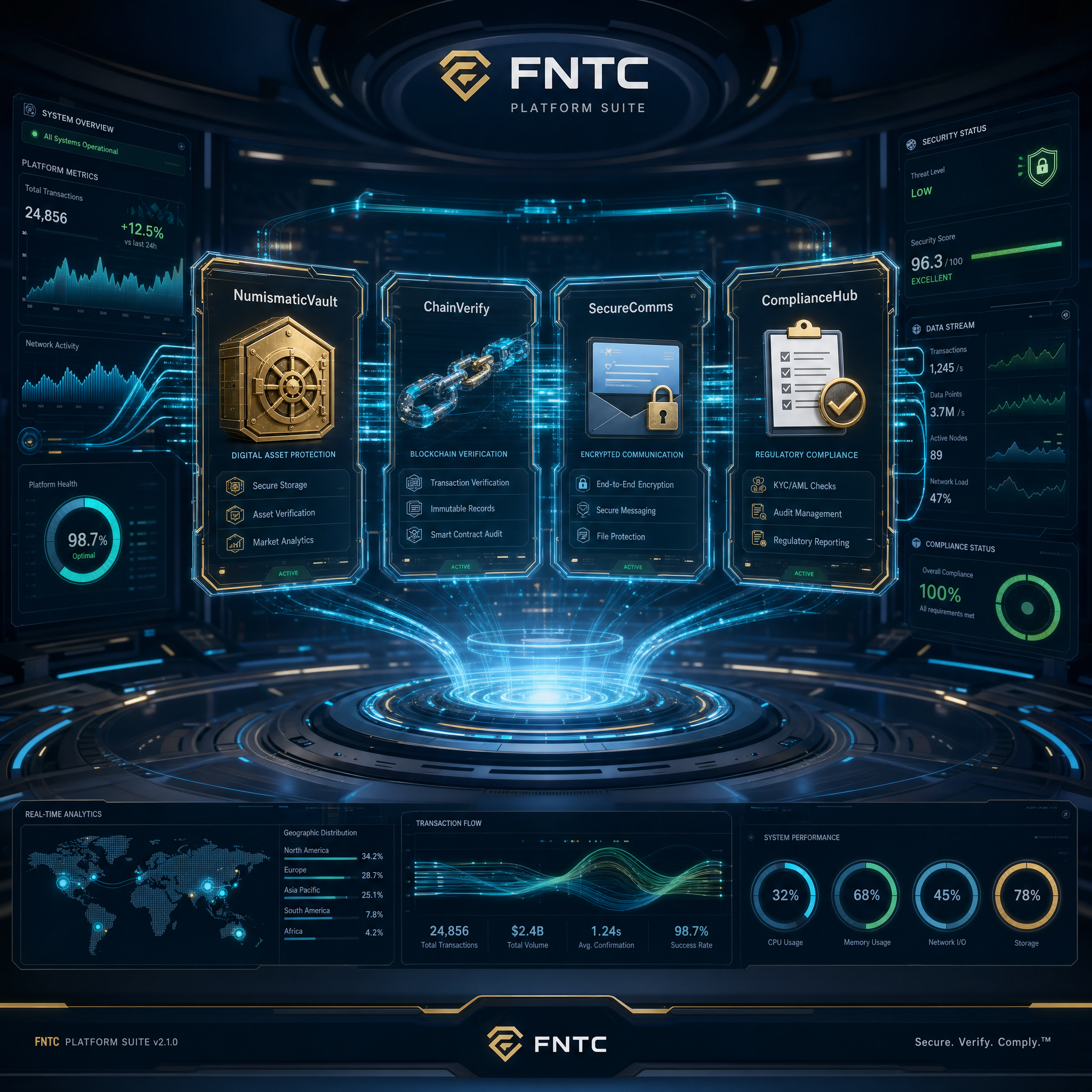 FNTC Products analytics dashboard interface